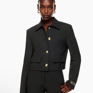 Aritzia Black Blazer with Gold Accents